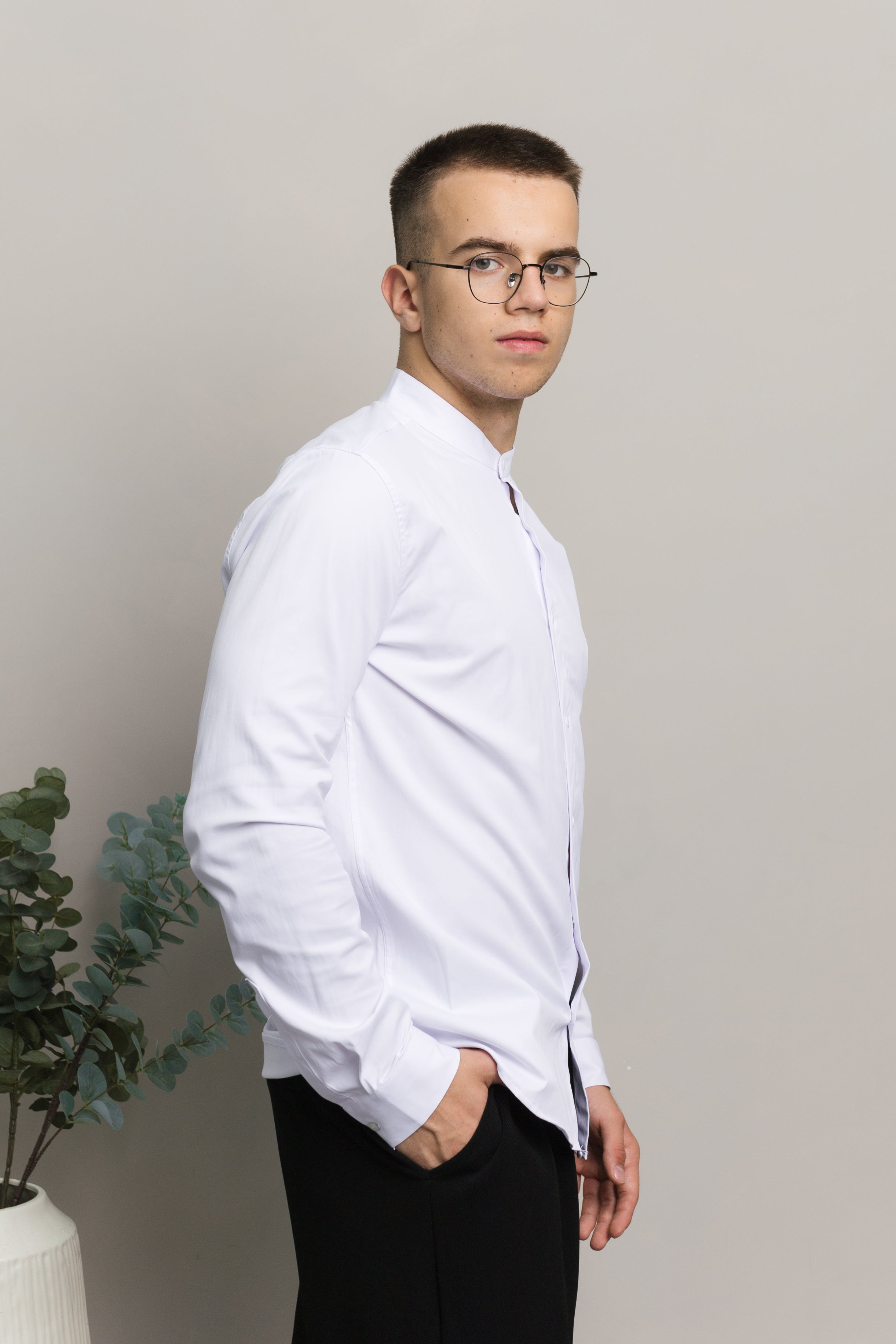 Koszule SATEN stójka